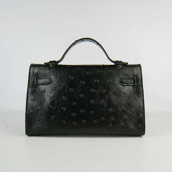 AAA Hermes Kelly 22 CM Ostrich Veins Handbag Black H008 On Sale